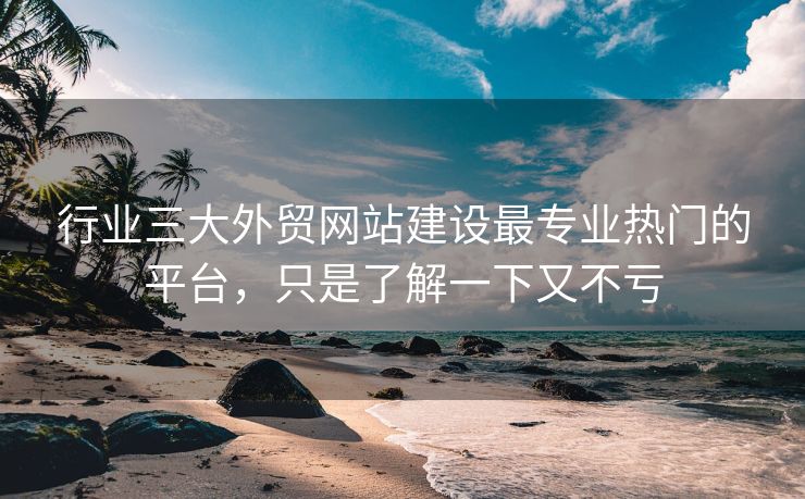 行業(yè)三大外貿(mào)網(wǎng)站建設(shè)最專業(yè)熱門的平臺，只是了解一下又不虧