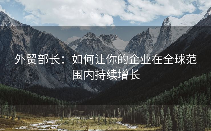 外貿部長：如何讓你的企業(yè)在全球范圍內持續(xù)增長