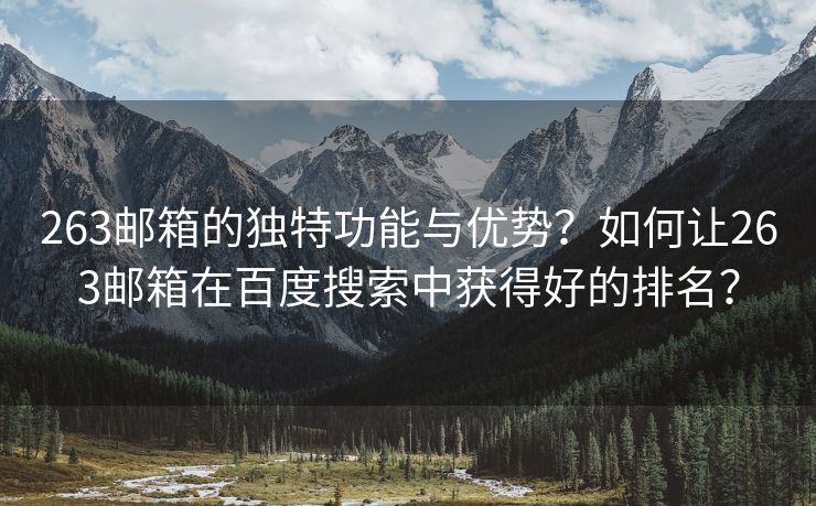 263郵箱的獨(dú)特功能與優(yōu)勢(shì)？如何讓263郵箱在百度搜索中獲得好的排名？