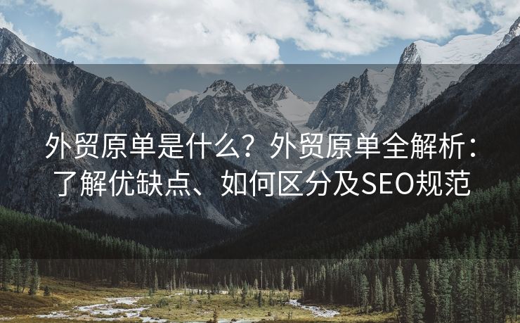 外貿(mào)原單是什么？外貿(mào)原單全解析：了解優(yōu)缺點(diǎn)、如何區(qū)分及SEO規(guī)范