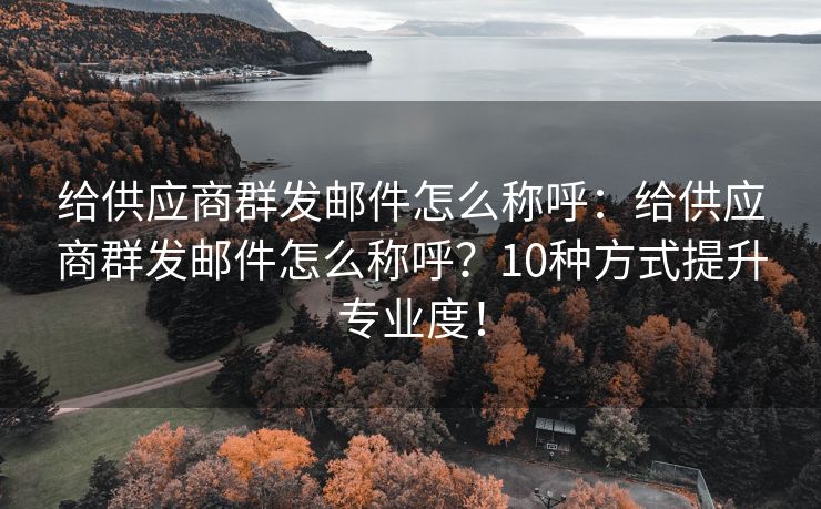 給供應商群發(fā)郵件怎么稱呼：給供應商群發(fā)郵件怎么稱呼？10種方式提升專業(yè)度！